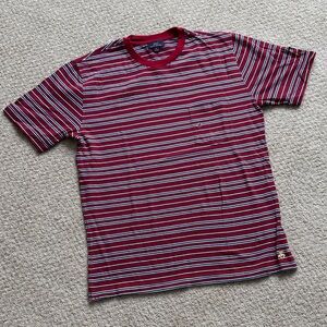 NWOT Brooks Brothers 100% Cotton Striped Red White Blue Pocket T-shirt | Size M